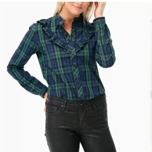 The Shirt by Rochelle Behrens x Tuckernuck Plaid Ruffle Button Down Top